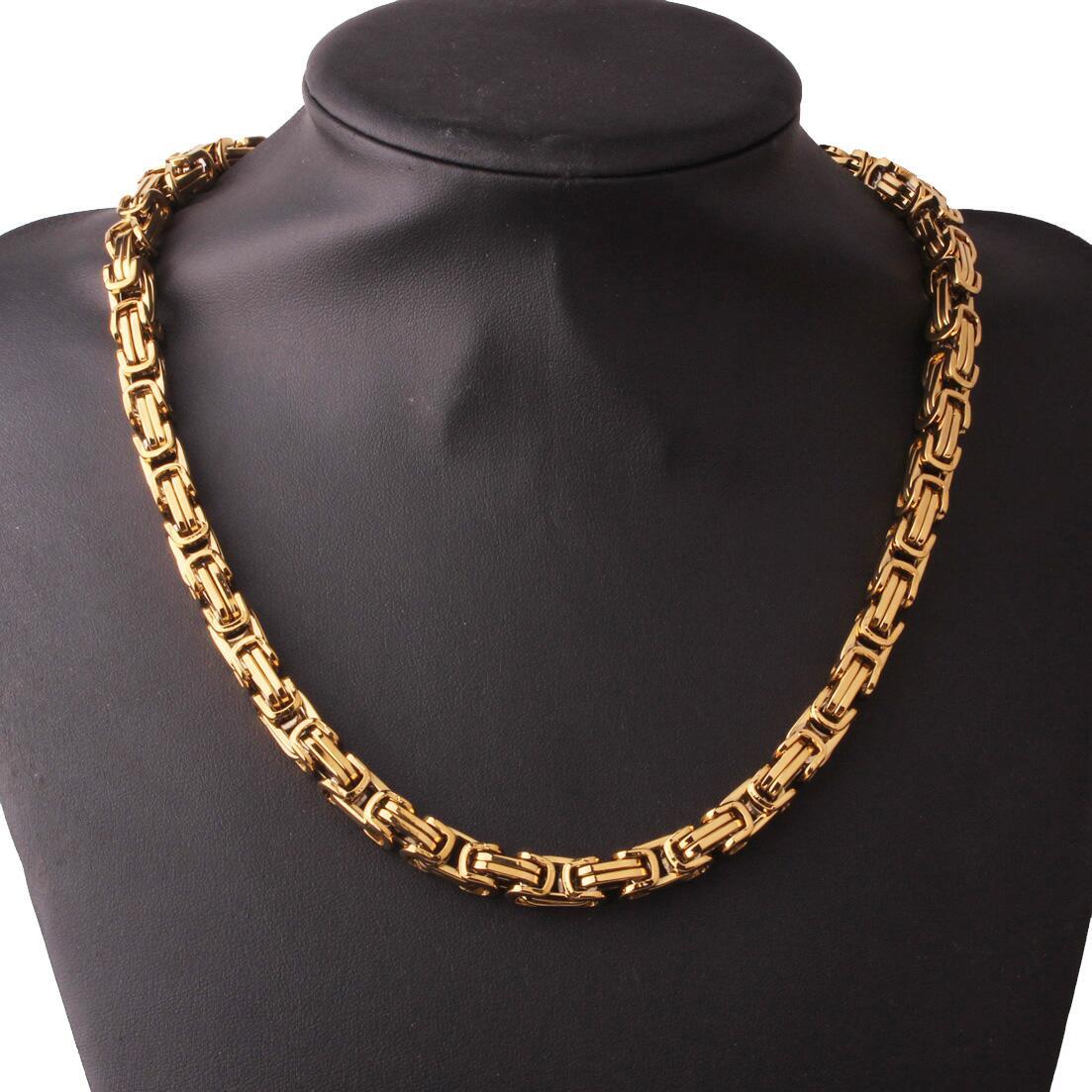 8mm Men’s Byzantine Box Chain Necklace or Bracelet 316L Stainless Steel 7-40inch