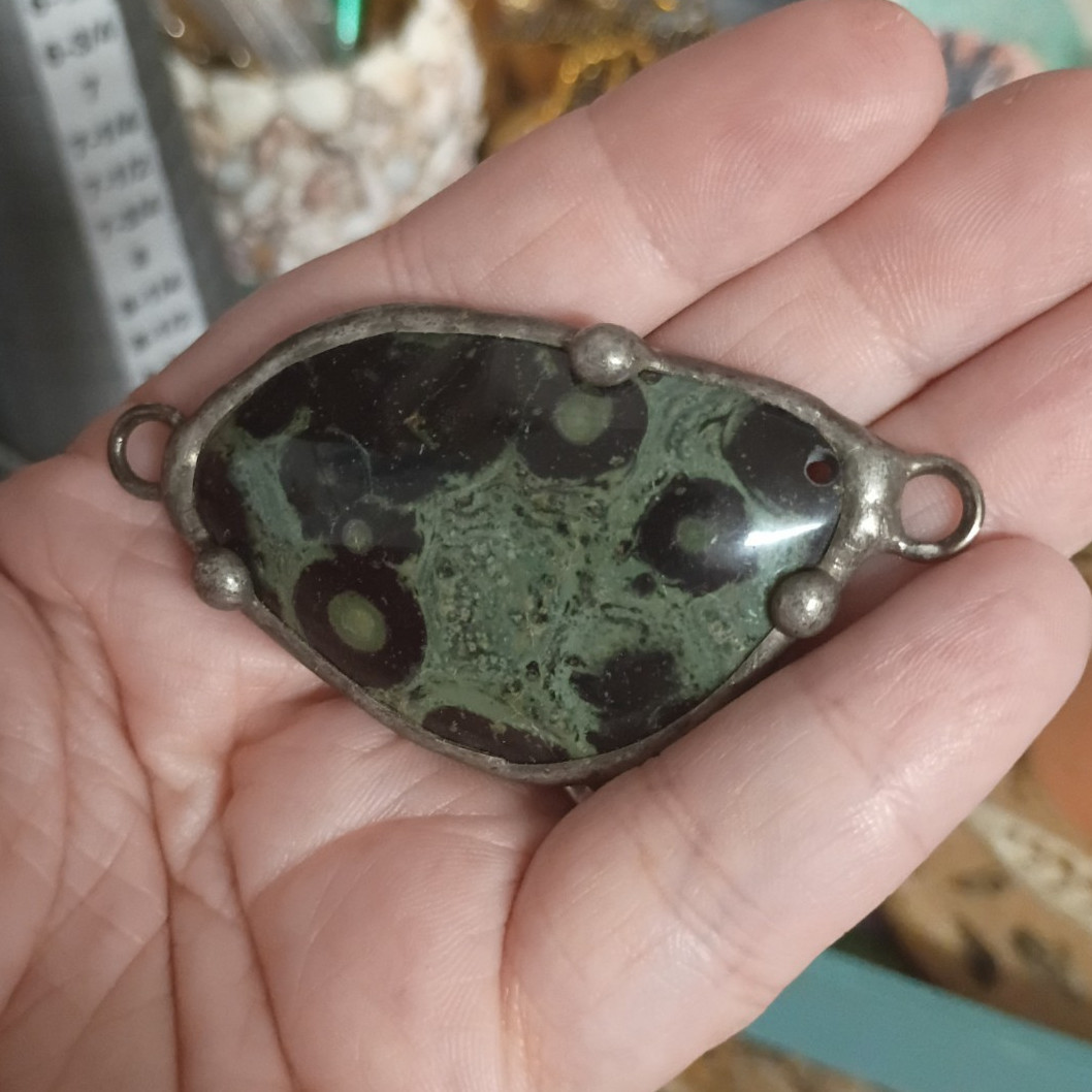Ancient Earth Magic: Handcrafted Kambaba Jasper Focal Connector Pendant