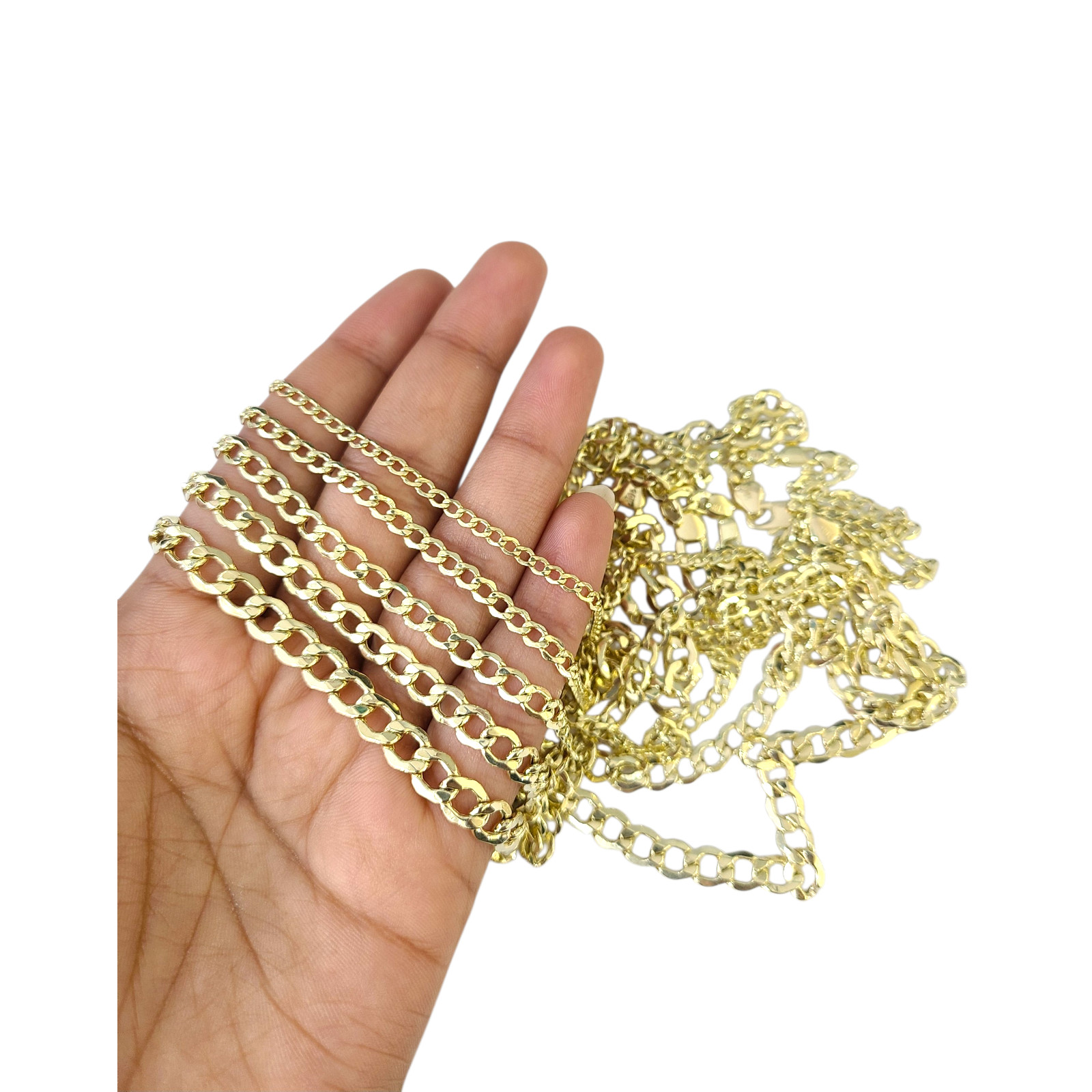 Real 10k Gold Cuban Curb Chain Necklace 16″-30″ In 2.5mm 3mm 4mm 5mm 6mm