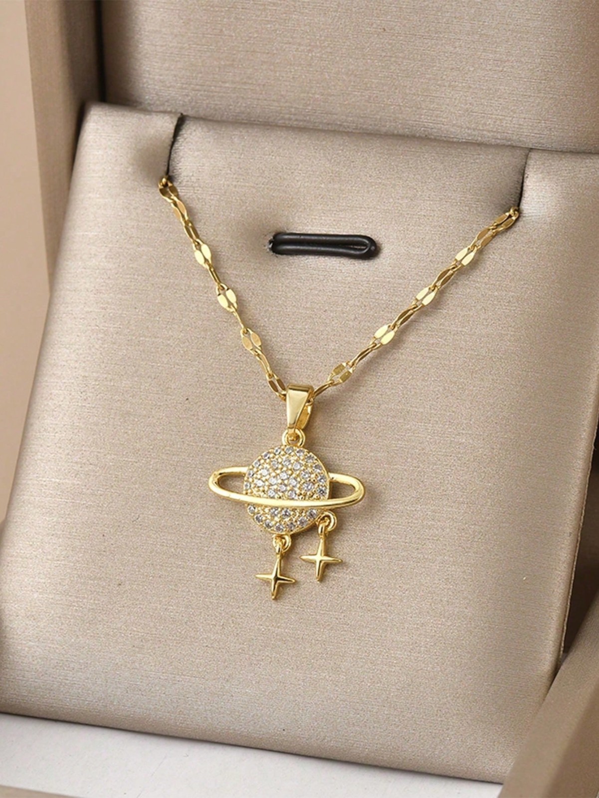 Women’s Necklace Moon Star Pendant Gold Tone Stainless Steel Chain Fashion Gift