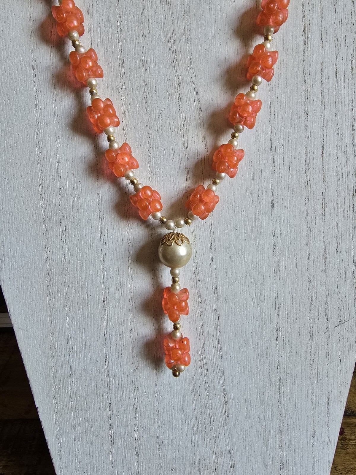 Fashion Lot of 3 Acrylic and Metal Bead necklaces Costume Vintage