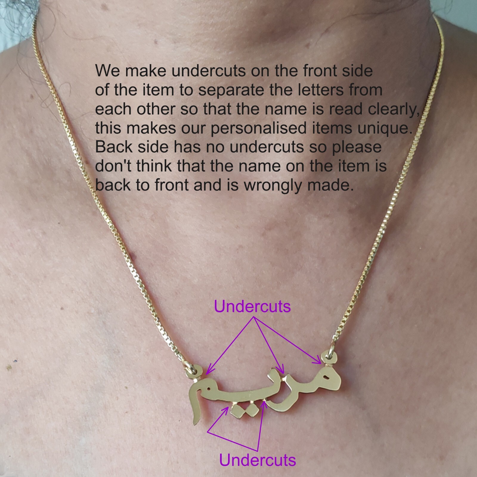 Sterling SILVER Personalized Arabic calligraphy Name Necklace ANY NAME