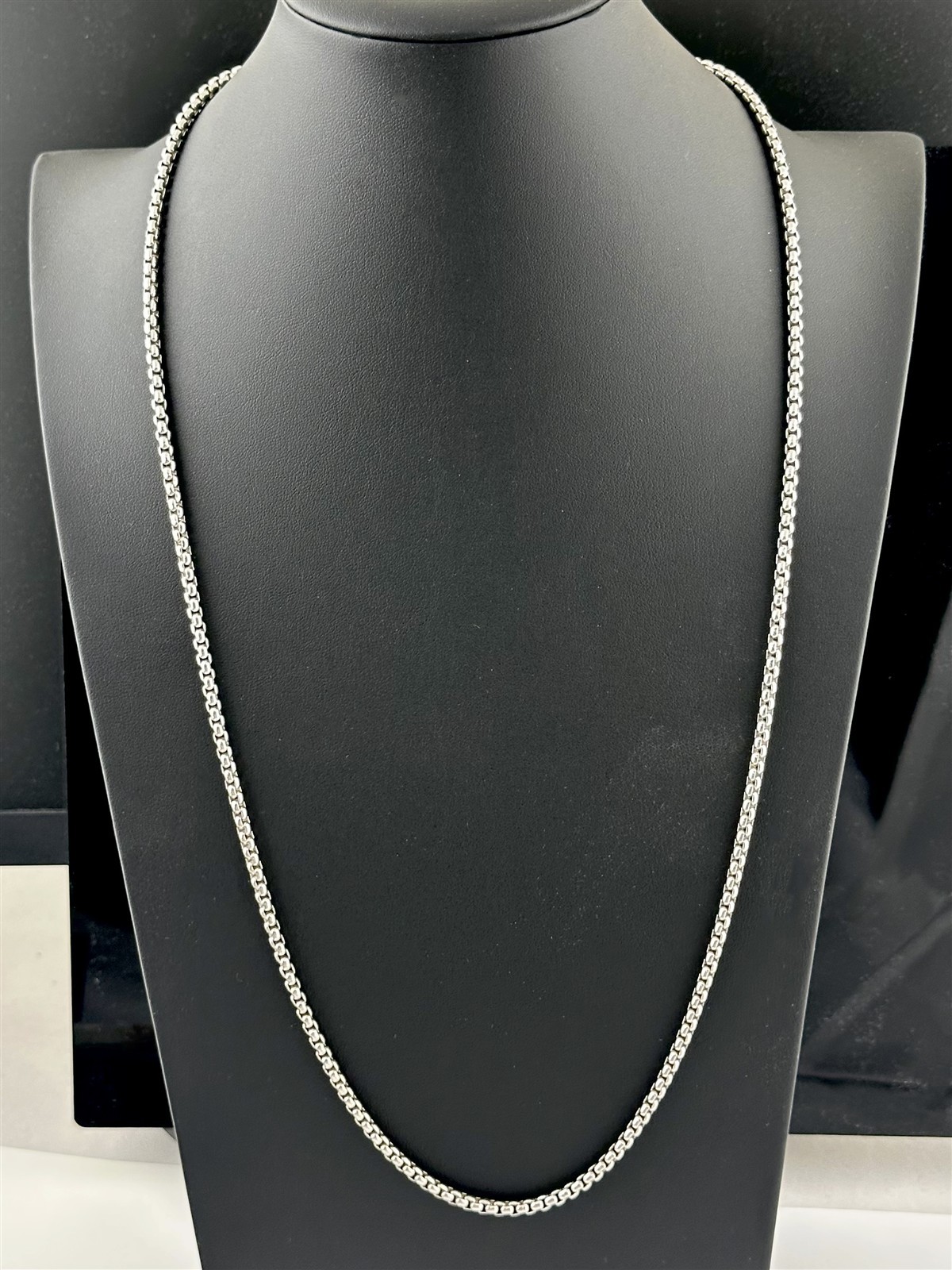 CLOSEOUT! Rhodium 925 Sterling Silver 30″ Round Box Necklace 3.75mm 43 grams