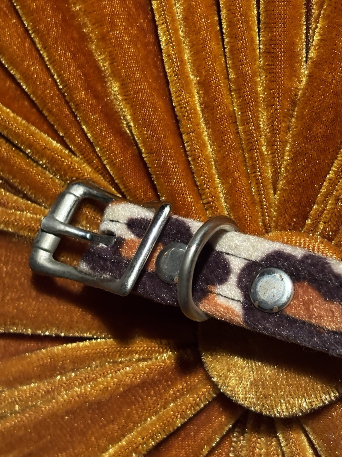 90s Velvet Leopard Rhinestone Collar & Cuff Pink Stones Raver Goth Club Fetish