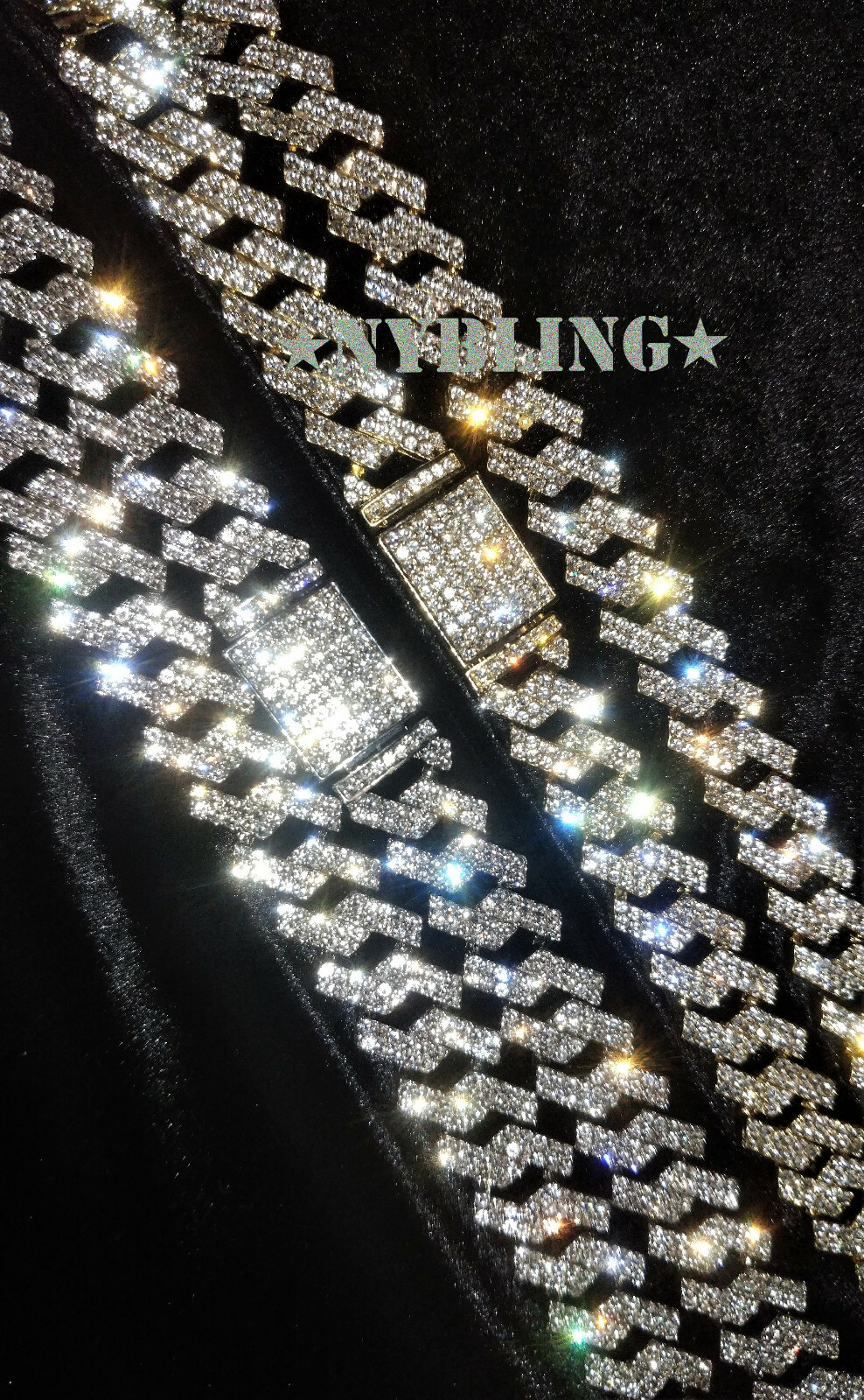 Mens Hip Hop Miami Cuban Prong Link Necklace Bracelet Gold Plated Iced CZ Chain