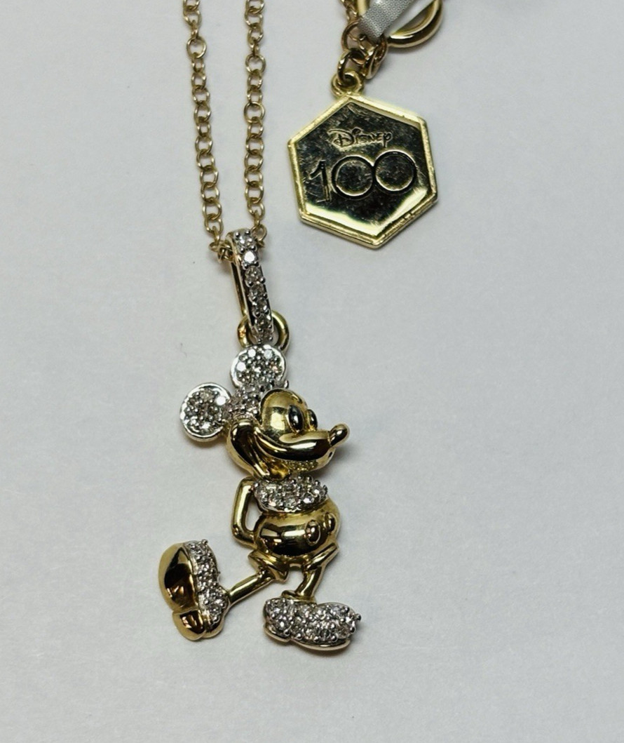 Disney Treasures 10k Yellow Gold Diamond Mickey Mouse Pendant Necklace