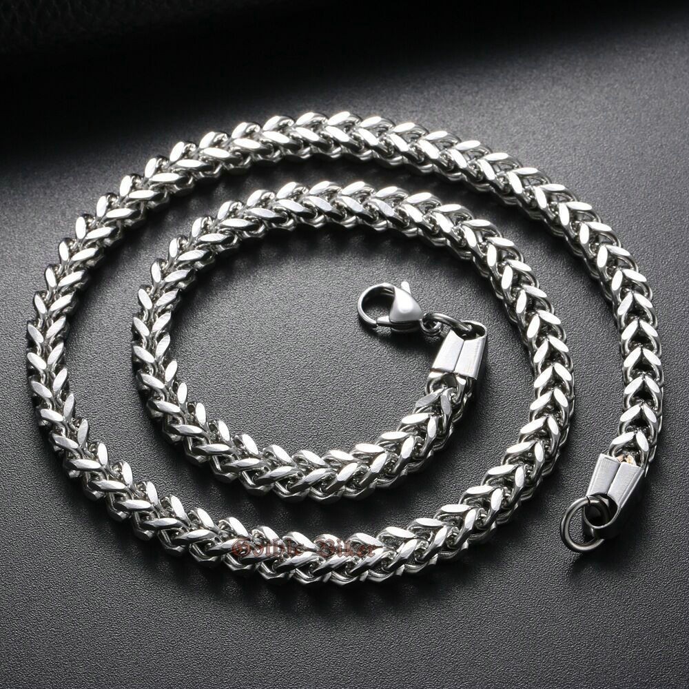 Unisex Franco Link Chain Necklace Stainless Steel 6mm 18-32″ High Quality polish