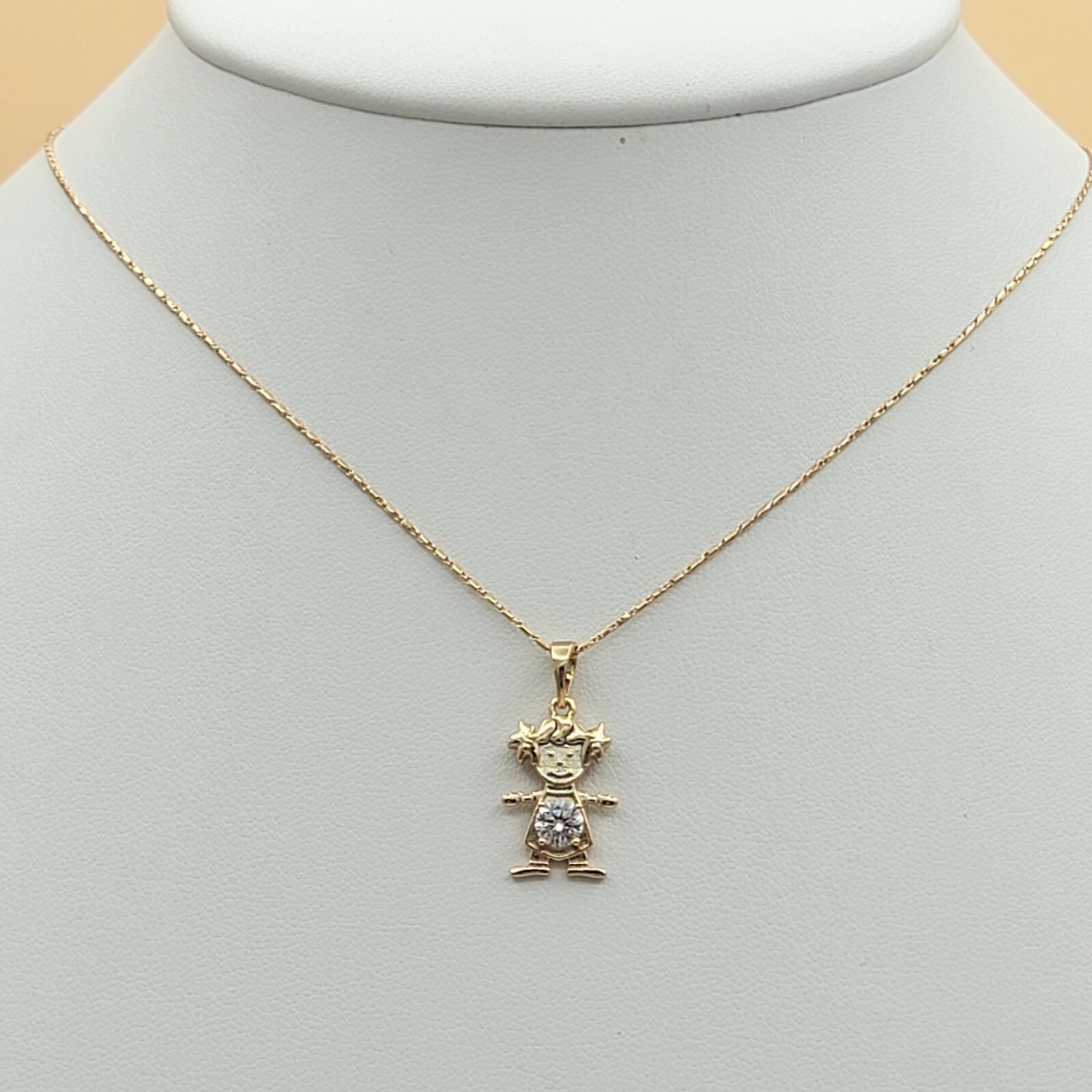 18K Gold Plate Jewelry. Love My Little Girl CZ Pendant Necklace. Family