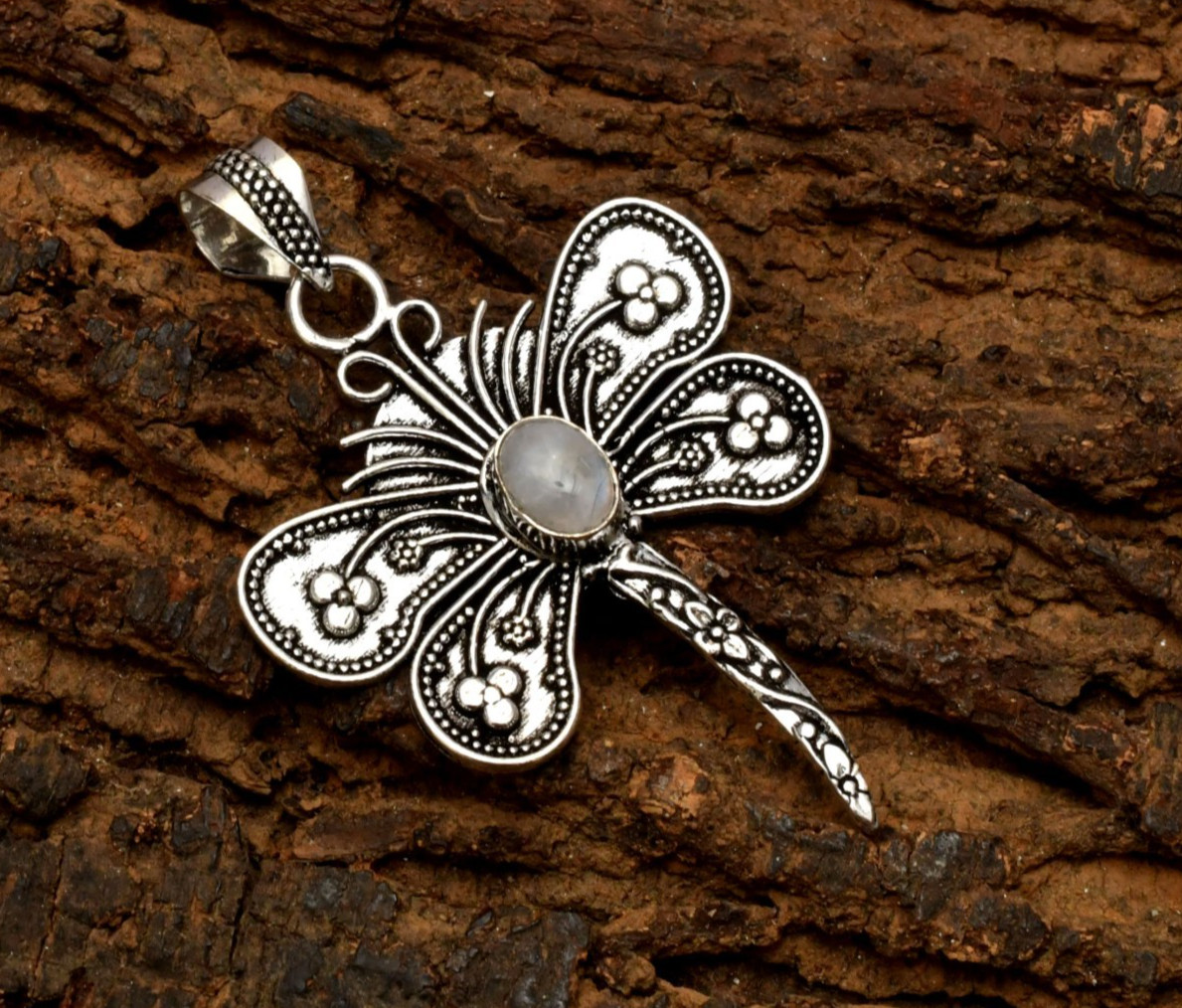 Rainbow Moonstone Gemstone Handmade 925 Sterling Silver Jewelry Pendant 2.44″