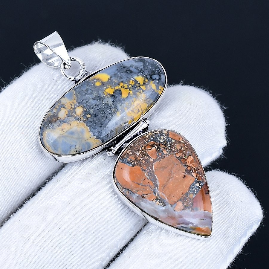 Maligano Jasper 925 Silver Plated Handmade Pendant of 2.44″