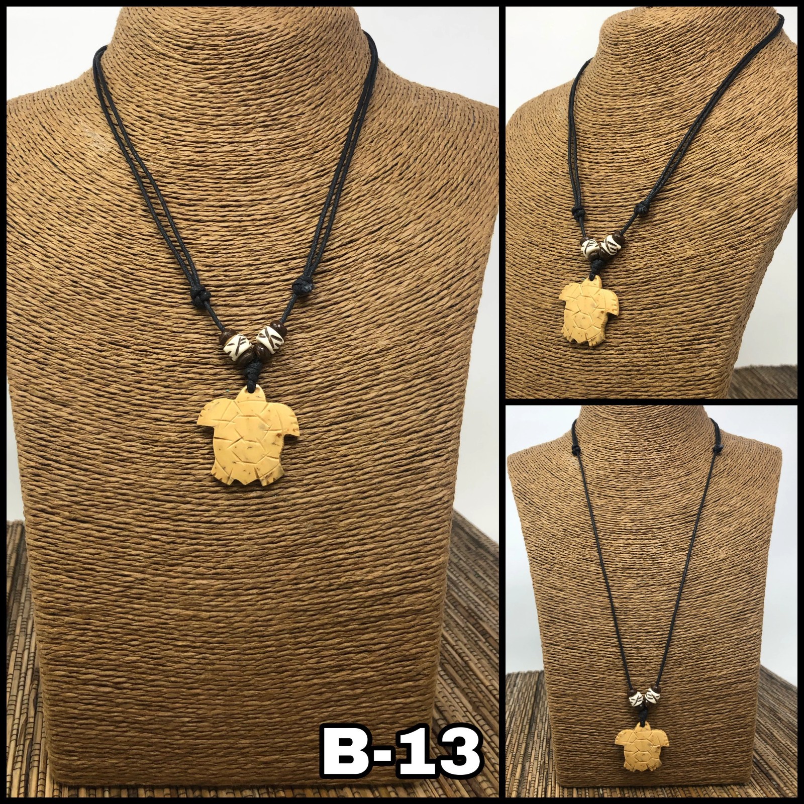 Wood Sea Turtle Necklace Hawaiian Beach Pendant Unisex 4 Styles Adjustable