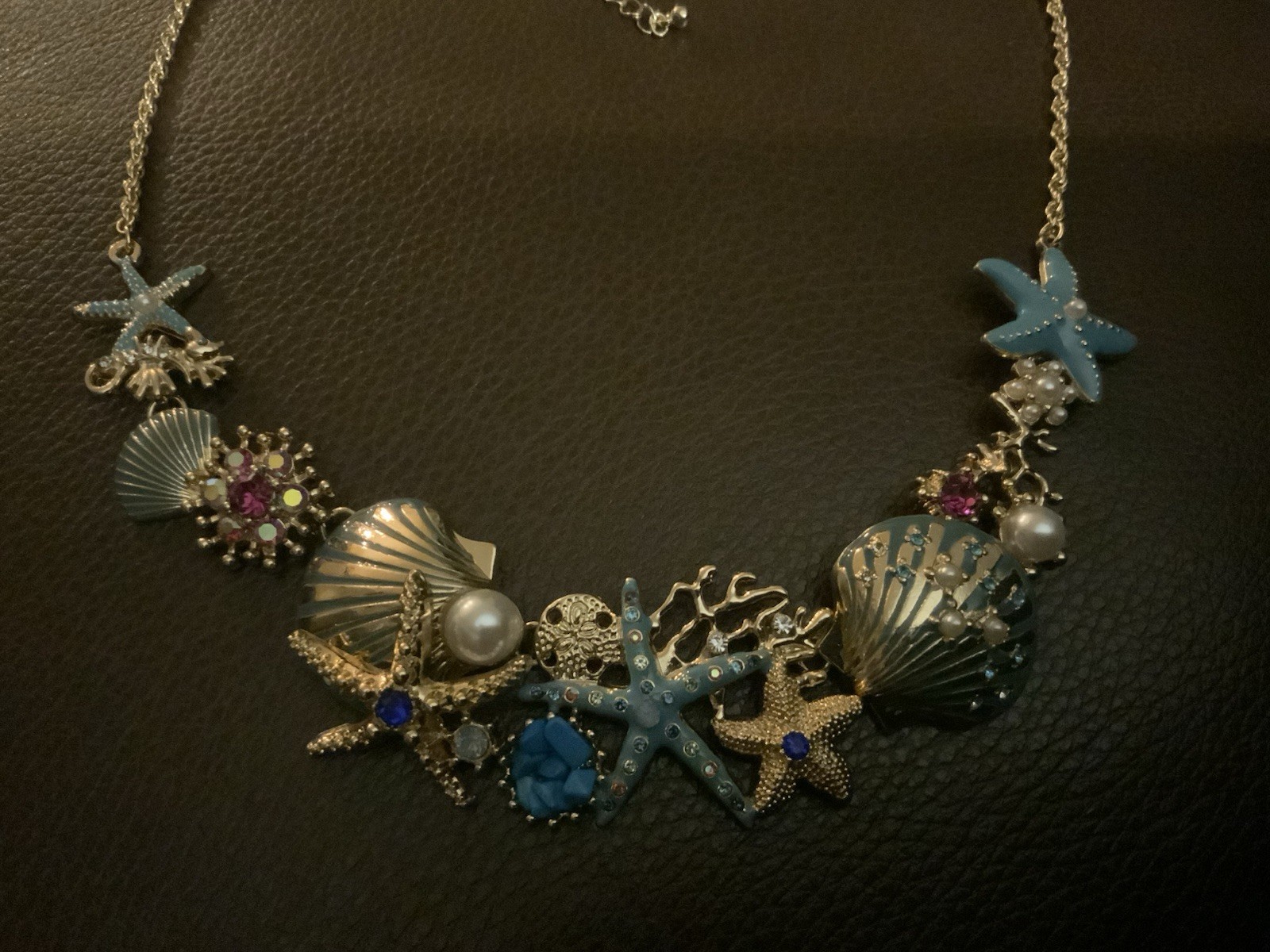 Seahorse Seashell Necklace Zara Starfish Pearl Coral Gold CZ Floral Turquoise