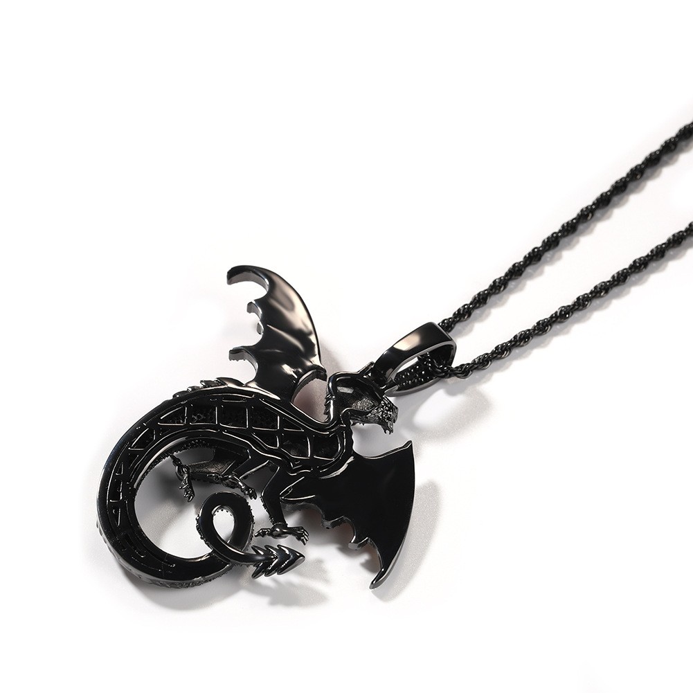 Hip Hop Jewelry Gold Filled Pave CZ Cartoon Dragon Pendant Necklaces Rapper Gift