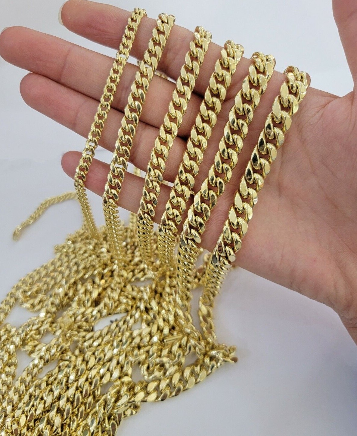 Real 14K Yellow Gold Miami Cuban Link Chain Necklace 6mm–9mm — 8″ to 30″ 14KT