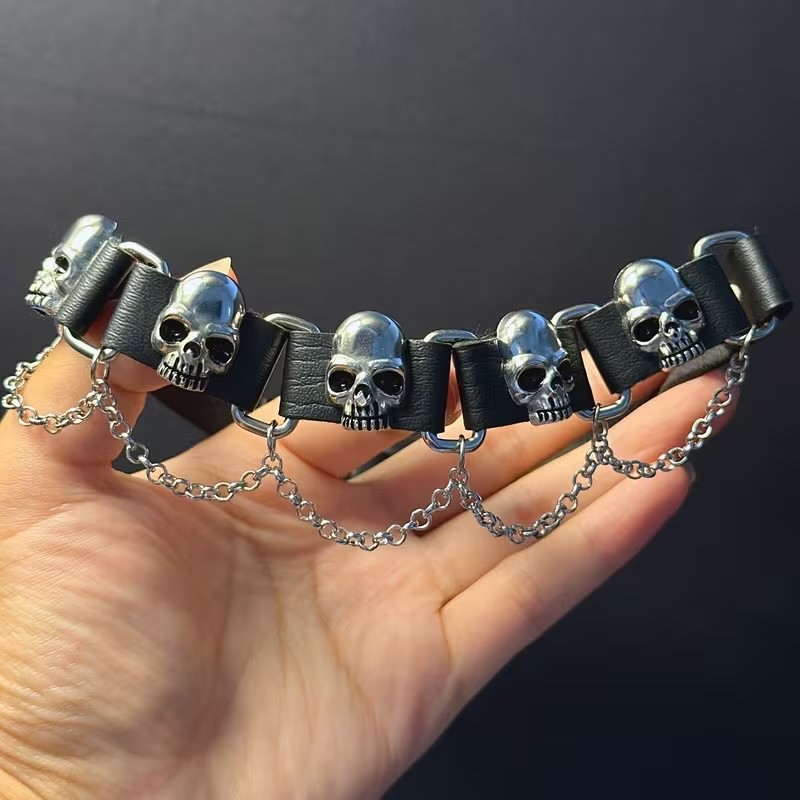 skull Chain Choker Necklace Jewelry Goth Punk Men’s Women’s