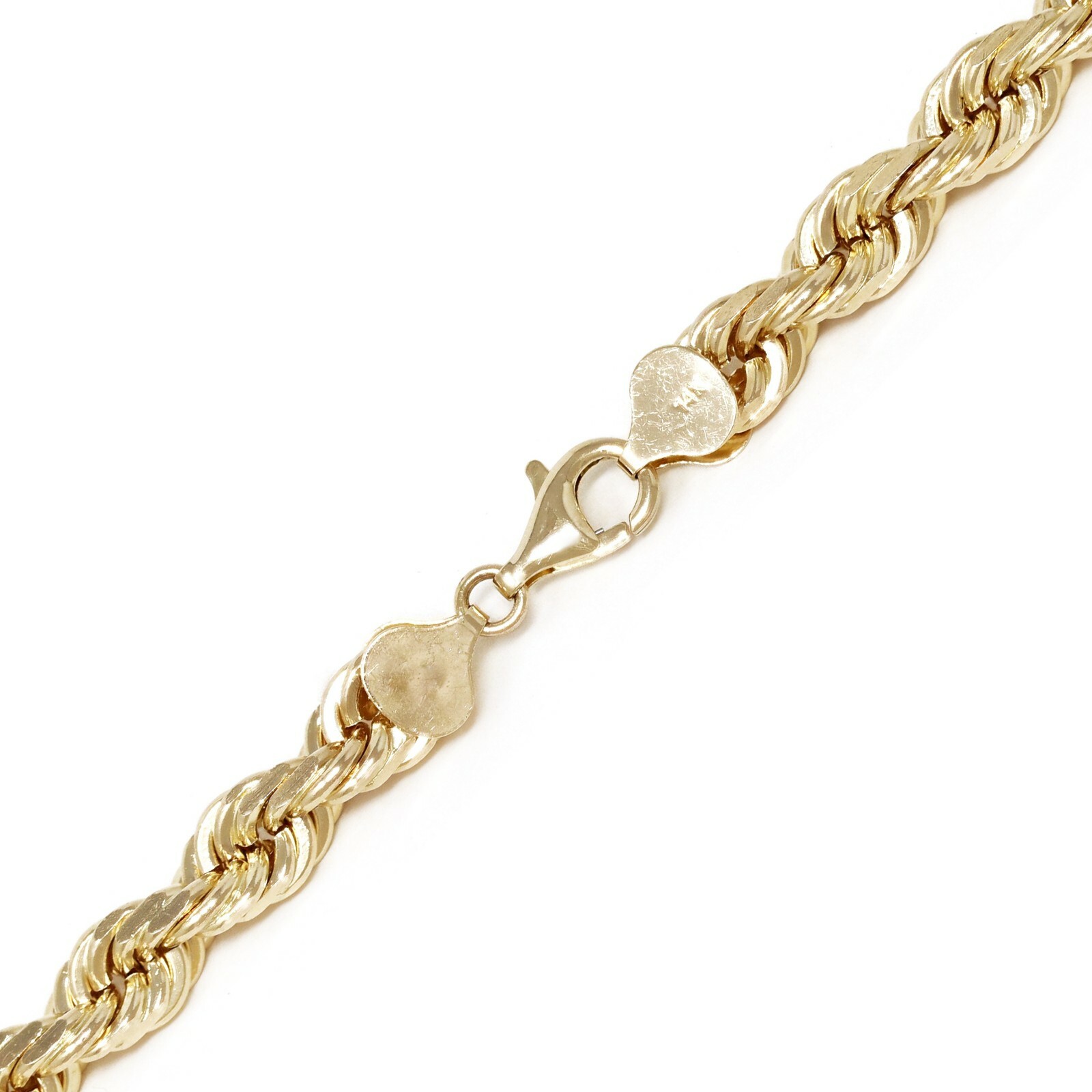 14k Yellow Gold Solid Diamond Cut Rope Chain Necklace 24″ 7mm 97.2 grams