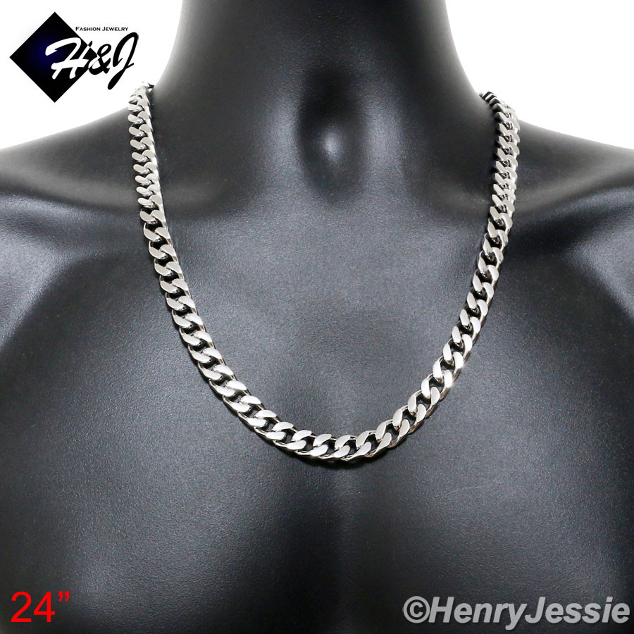 24″MEN’s 316L Stainless Steel WIDE 9mm Silver Cuban Curb Chain Necklace*N140