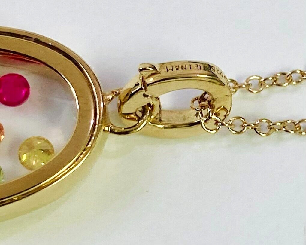 HSN Absolute 14k Gold Clad Sterling Colors Of Sapphire Rainbow Shaker Necklace
