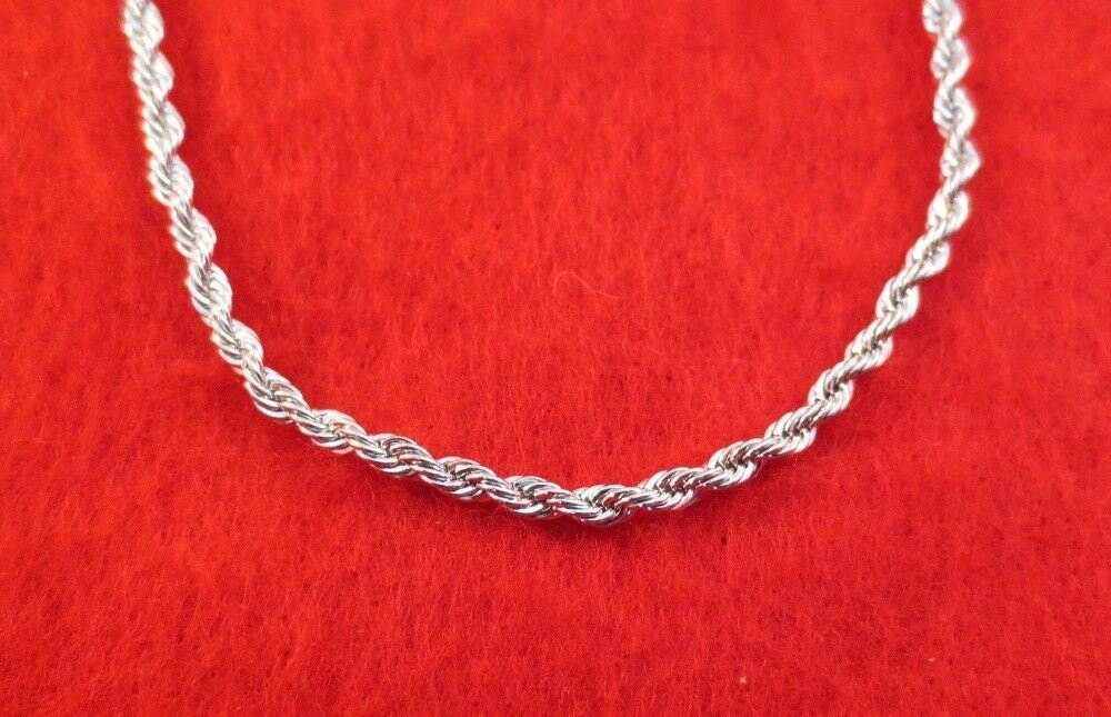 16,18,20,24,30 INCH STERLING SILVER .925 PLATED 3 MM ROPE CHAIN NECKLACE
