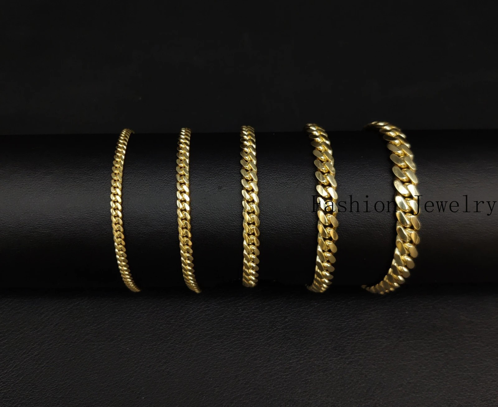 10k SOLID Yellow Gold 2mm – 7mm Miami Cuban Chain Bracelet Real