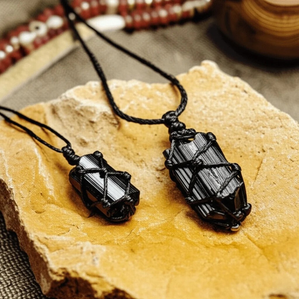 2025Hot Raw Black Tourmaline Pendant Healing Fashion Women Men Necklace Gift Ide