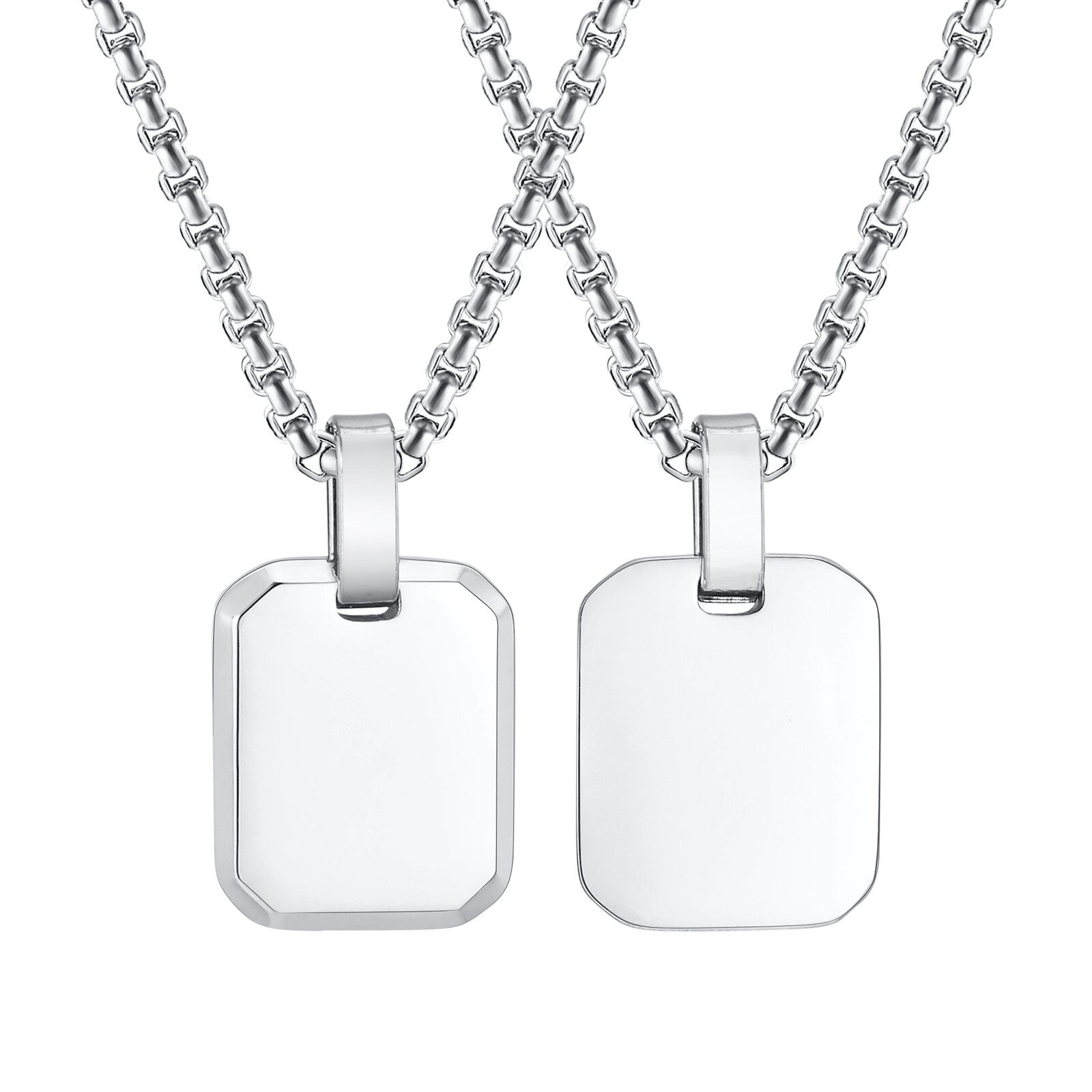 Vnox Free Engraving Unisex Geometric Necklaces, Square Pendant Women Men Jewelry