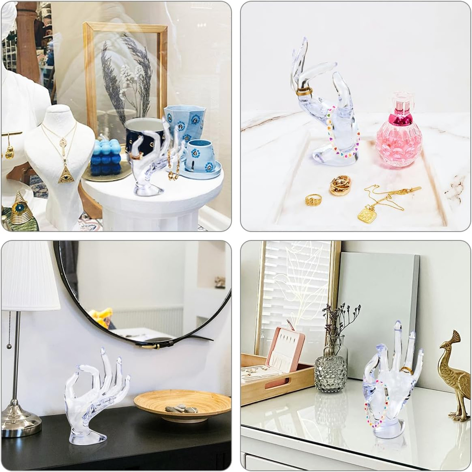 Jewelry Display Stand Mannequin Hand Ring Holder Watch Organizer Acrylic Clear