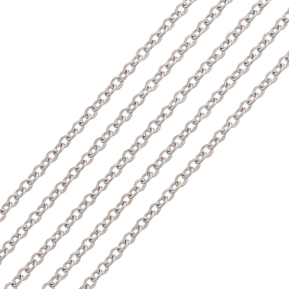 Pandahall 32.8 Feet/10M 304 Stainless Steel Chains- 1.1×0.3mm- feet