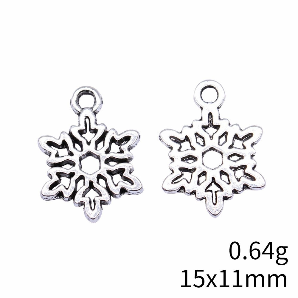 60PCS Silver Tone Metal Filigree Snowflake Charm Pendant XCS127