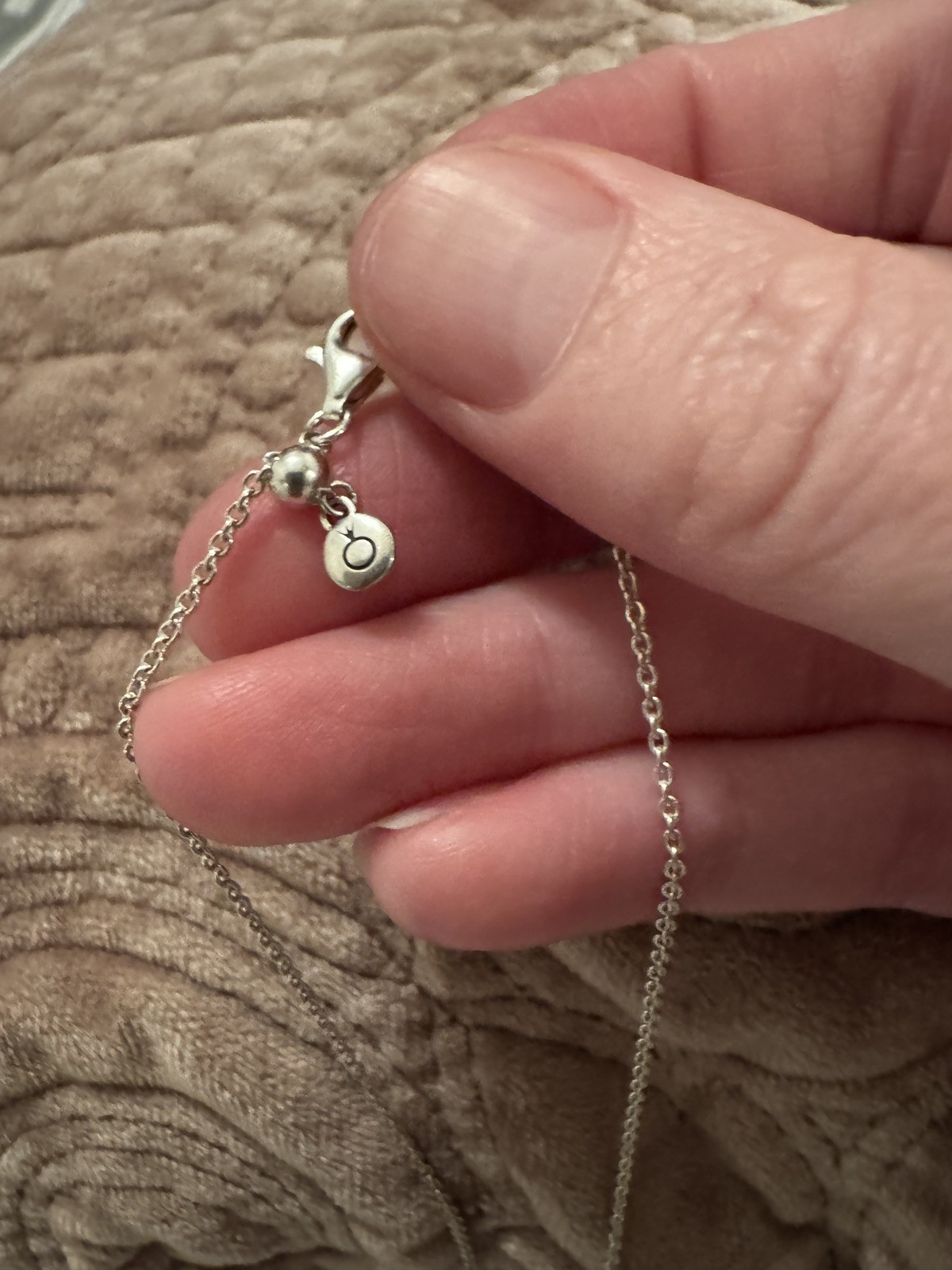 Genuine Pandora Small O Pendant Charm Holder 398296 + charm + necklace size 70cm