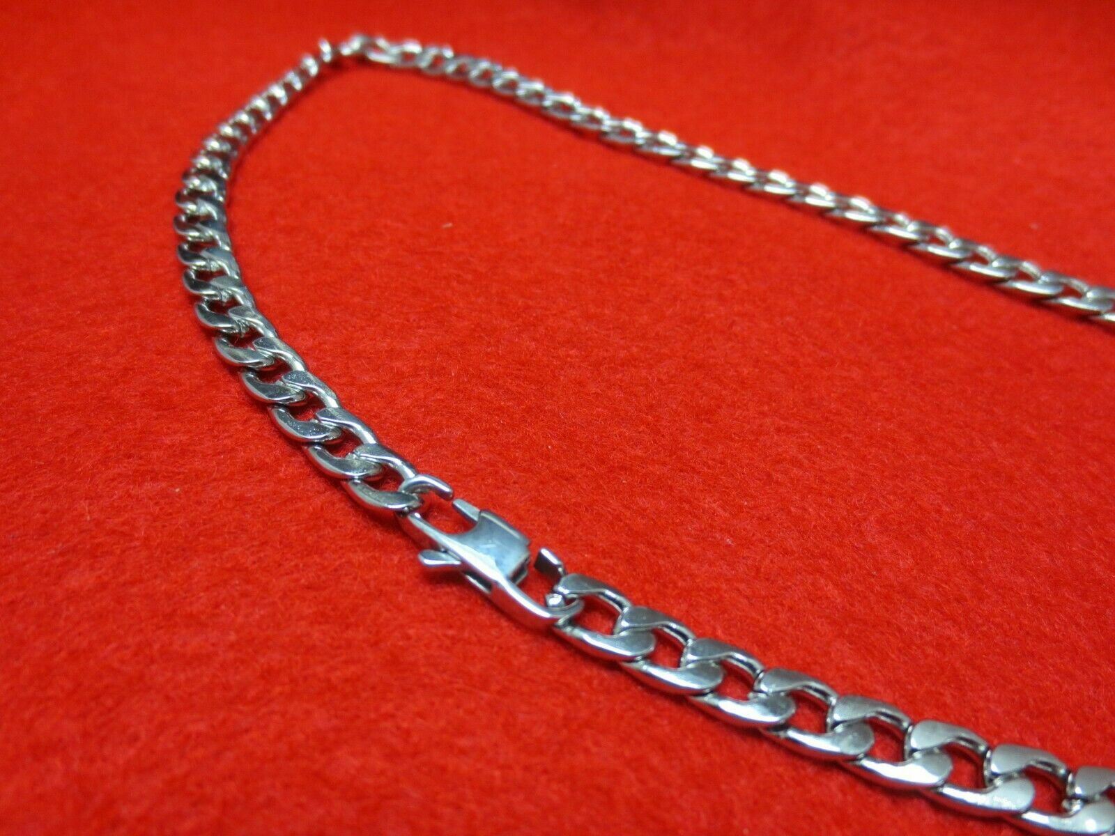 30 inch 7MM STAINLESS STEEL SILVER CURB NECKLACE WITH SPECIAL CLASP WAS $14.95