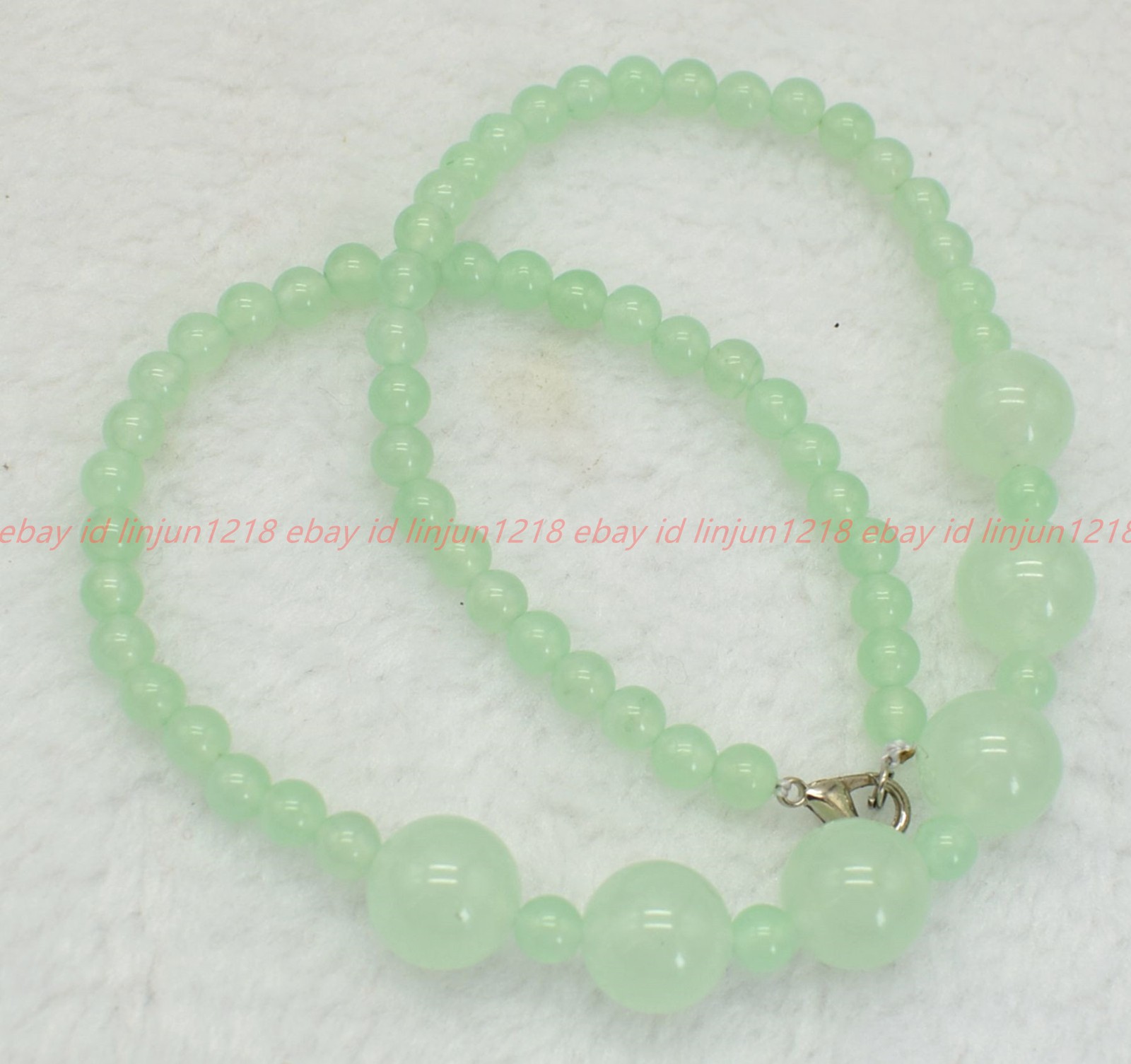 Natural 6+14mm Light Green Jade Gemstone Round Beads Necklace 16-24in