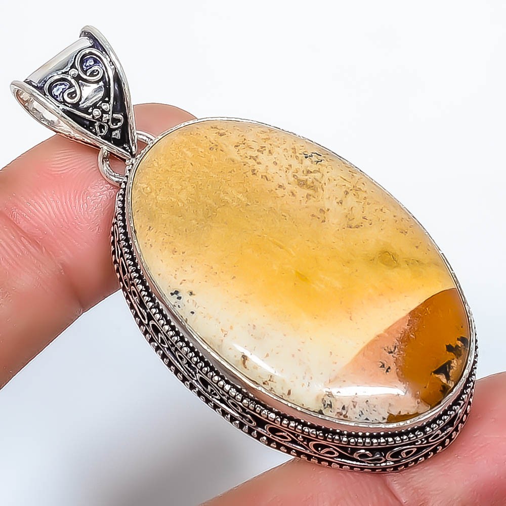 Natural Picture Jasper – Oregon 925 Silver Plated Fine Art Pendant2.34″ P2-607