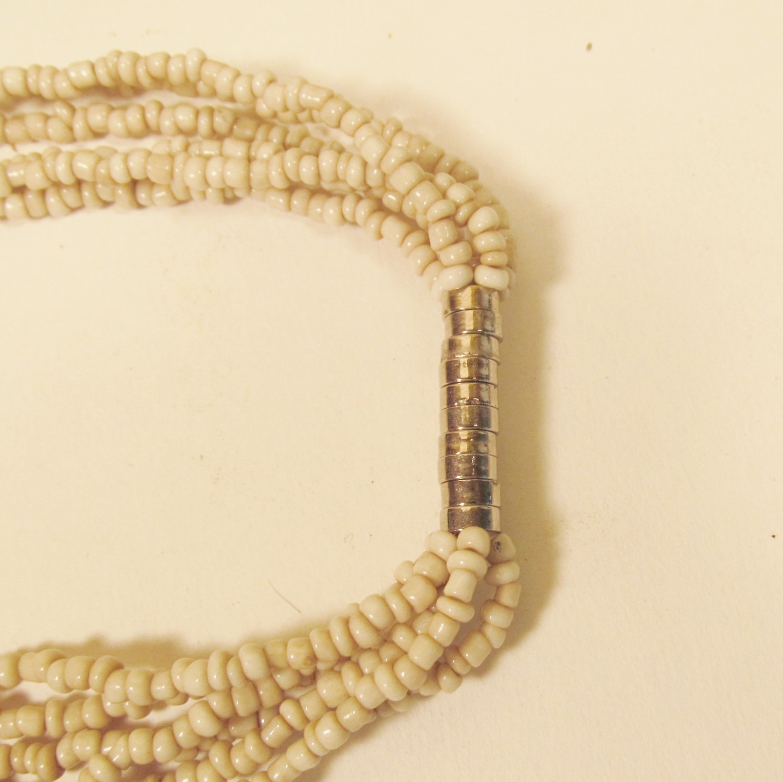 32″ Multi Strand Natural Color Bohemian Handmade Seed Bead Silver Tone Necklace