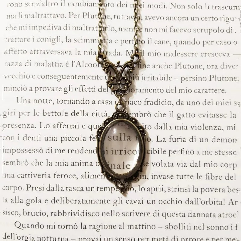 Gothic Vintage Magnifying Glass Pendant Necklaces for Women Steampunk Victorian