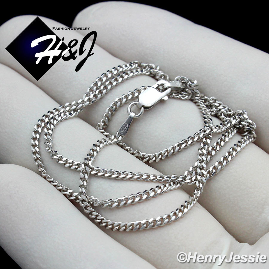 16″-30″MEN WOMEN 925 STERLING SILVER 2MM MIAMI CUBAN CURB CHAIN NECKLACE*SN14