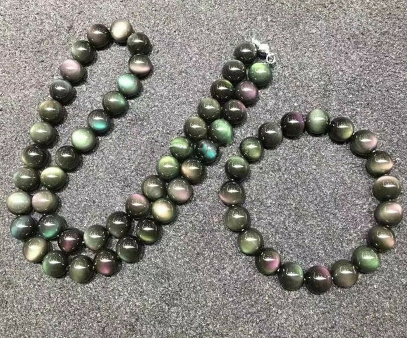 Natural 8/10/12mm Rainbow Obsidian gemstone Bead Necklace Bracelet 18/7.5″