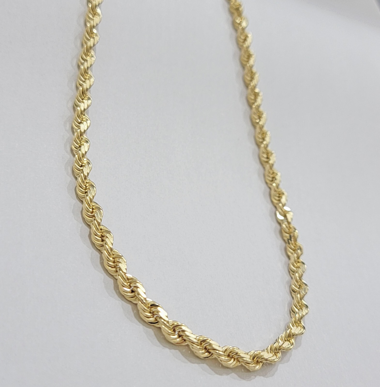 Real 14k Yellow Gold Rope Chain Necklace 5mm 18- 26 Inch Diamond Cut SOLID 14K
