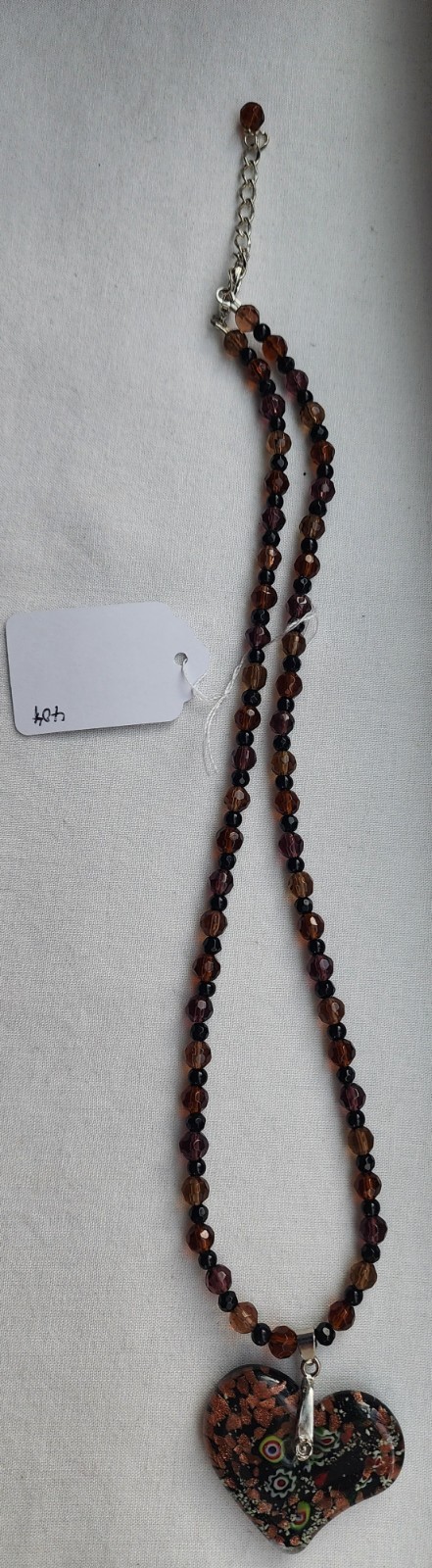 Multi-Colored Beaded Necklace with Heart Pendant Costume Jewelry