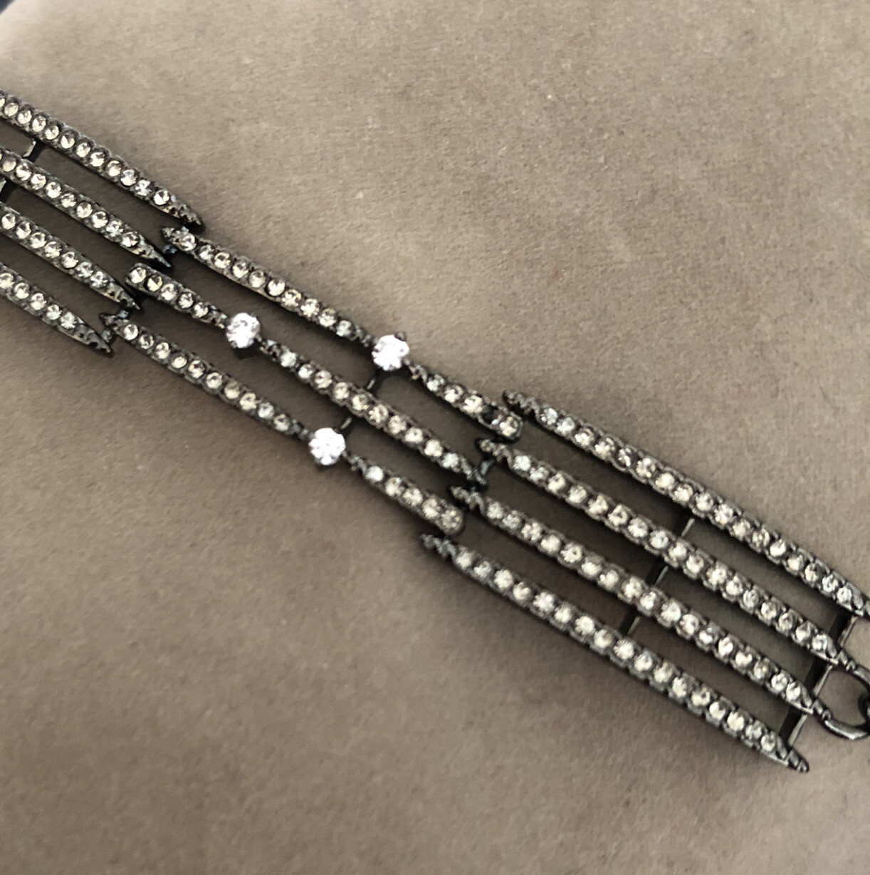 NWT NADRI CHOKER NECKLACE Rhodium Pave Cubic Zirconia ,See Description And Pics