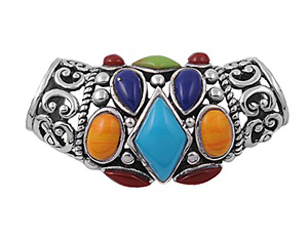 Unique Multi Color Abstract Slide Pendant .925 Sterling Silver Bali Rope Charm