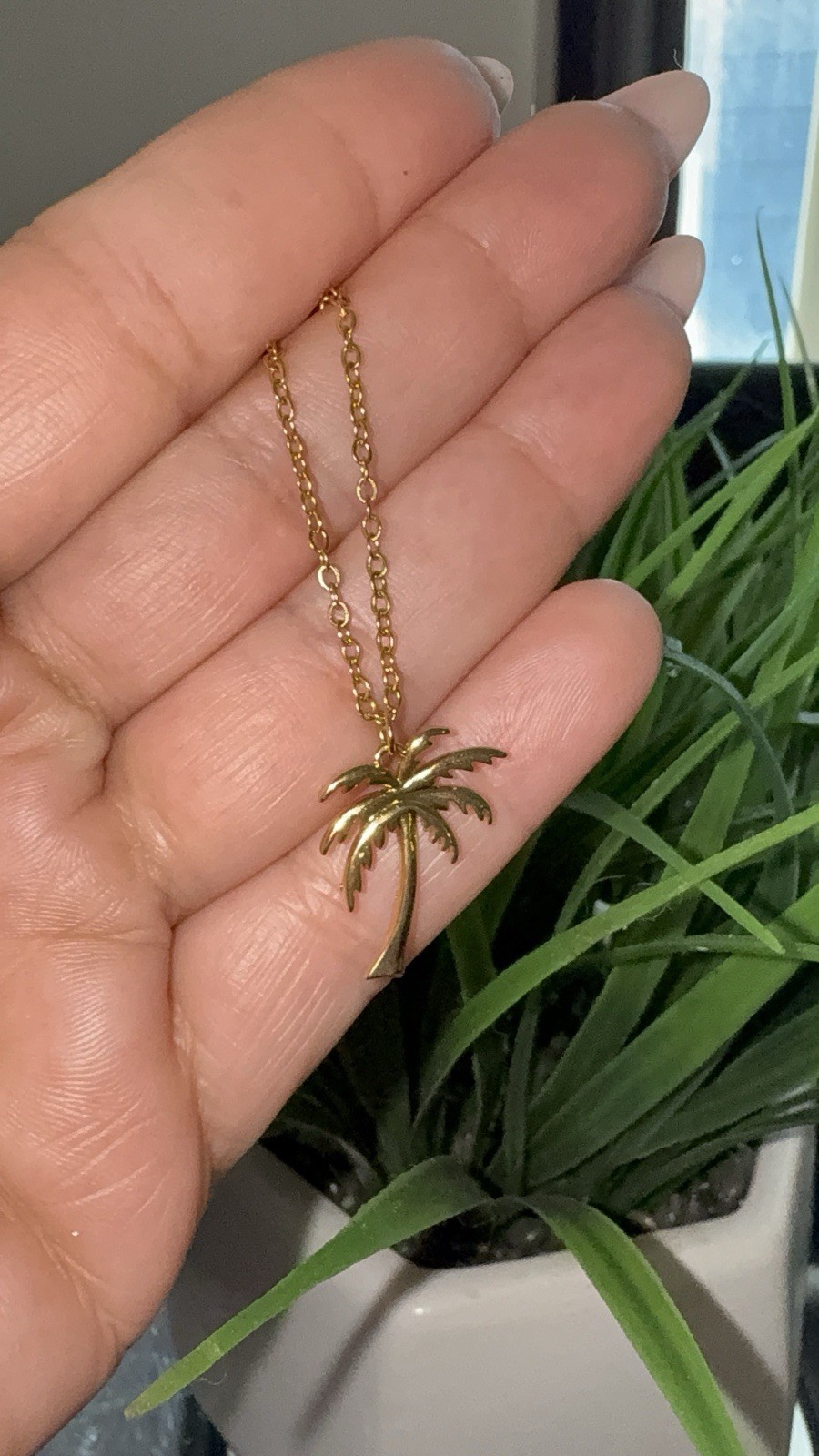 Stainless steelPalm Tree Charm Pendant ,Necklace, Beach Nature Theme