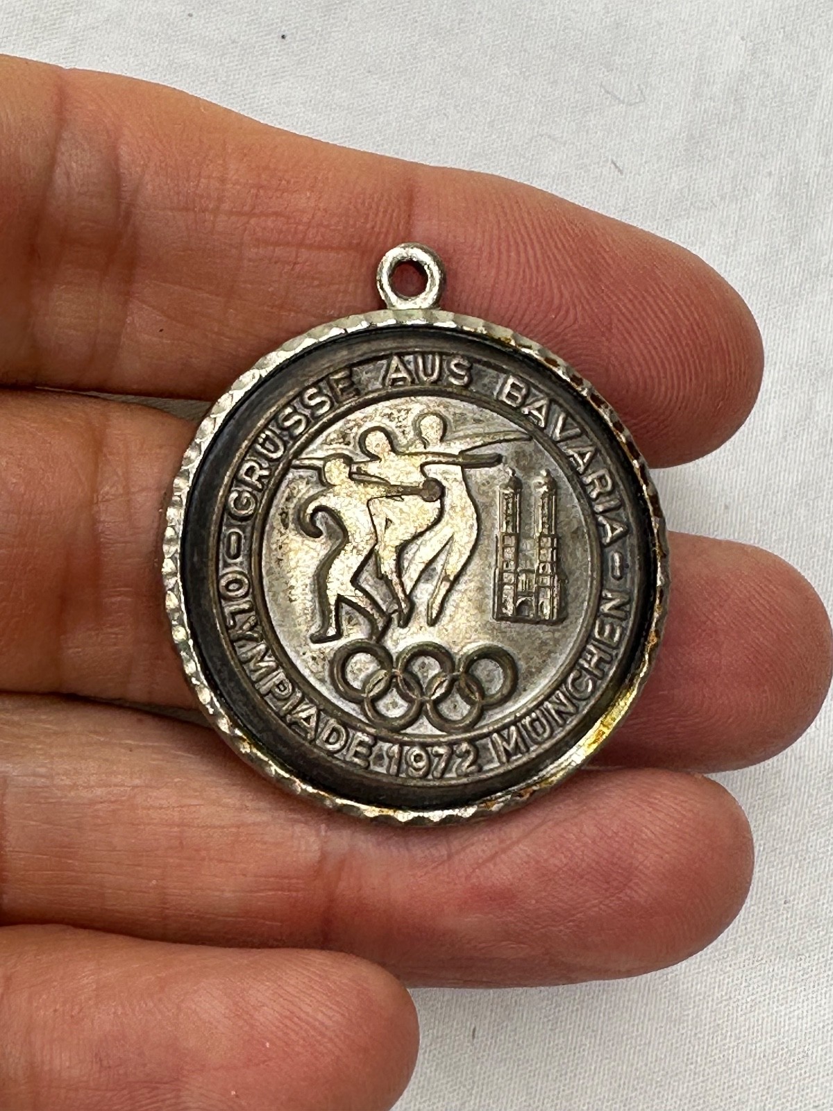 Olympic Games Munich Germany pendant 1972 Silver Tone Medal Charm