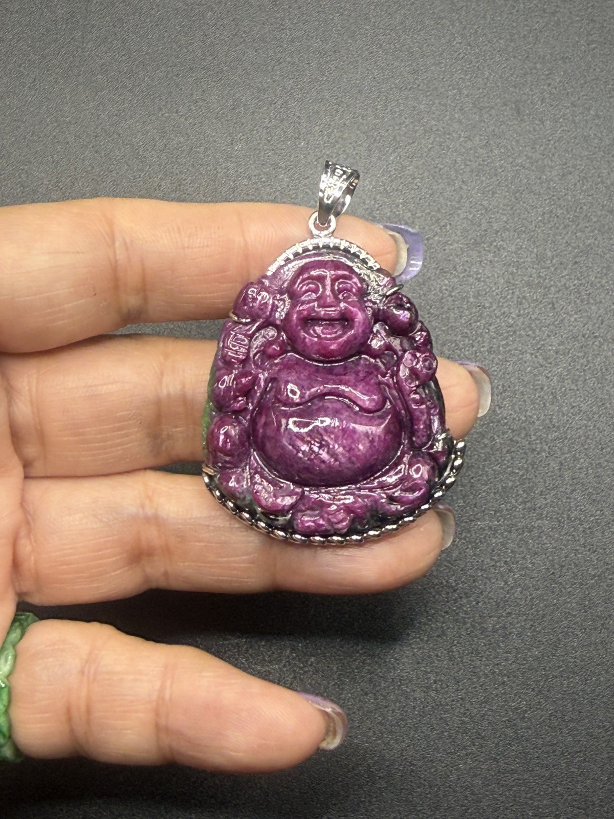 Maitreya Laughing Buddha pendant 100% Natural Ruby . Mặt Dây Chuyền Di Lạc