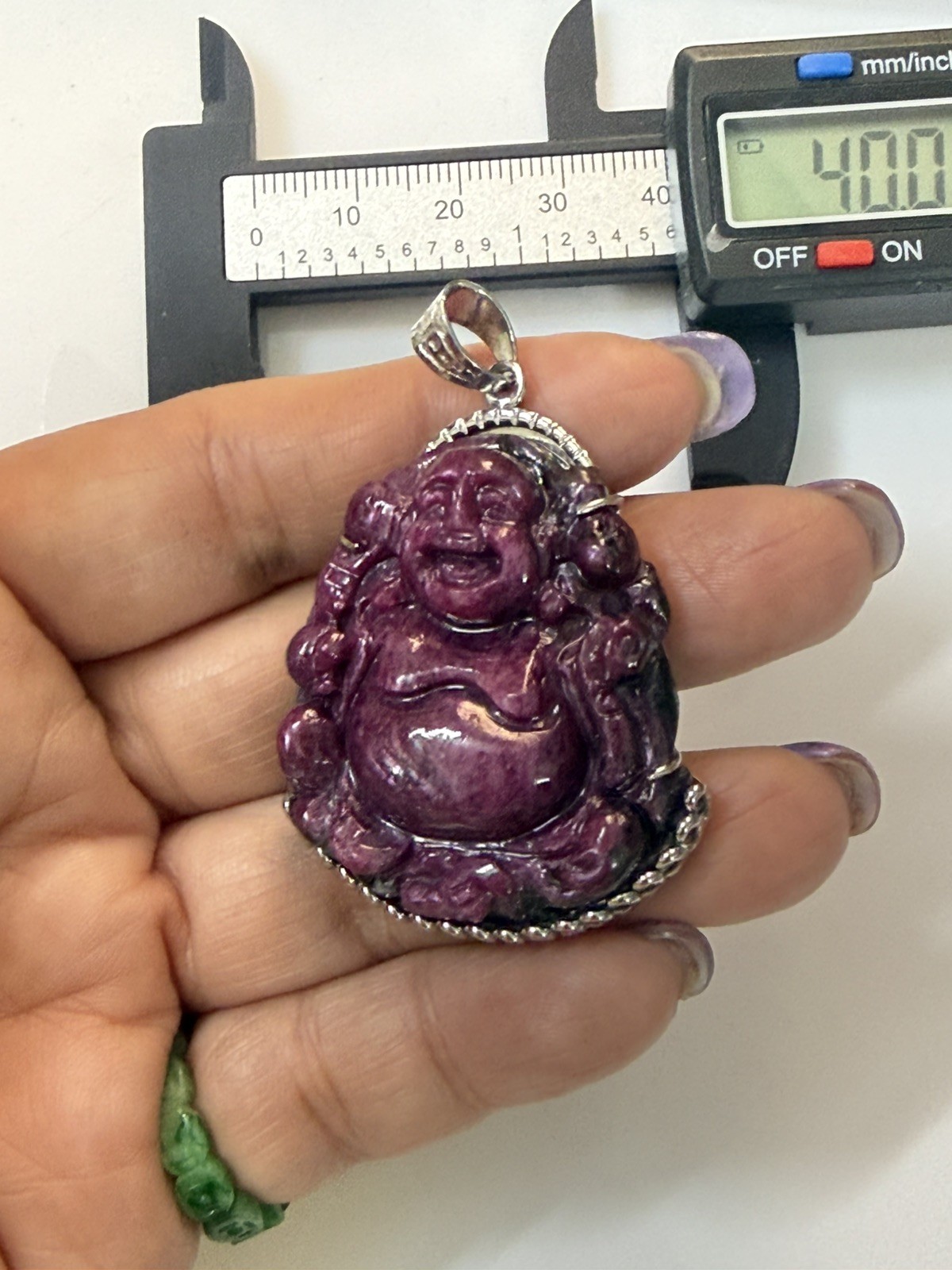 Maitreya Laughing Buddha pendant 100% Natural Ruby . Mặt Dây Chuyền Di Lạc