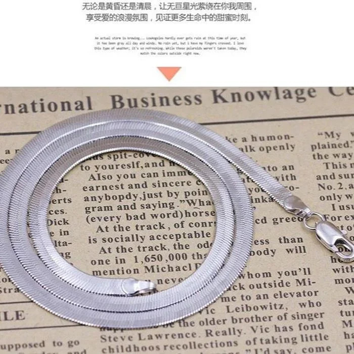 925 Sterling silver 18K Gold 4MM Flat chain Necklace for Women Luxury Fine Jewel