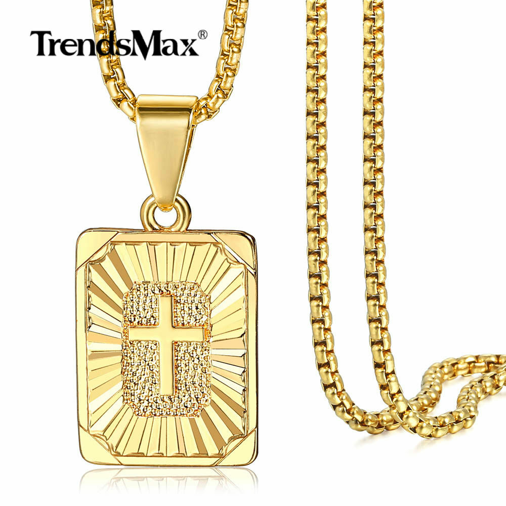 2MM 24″ Yellow Gold Filled 26 Letters A-Z Cross Charm Necklace or Pendant Only