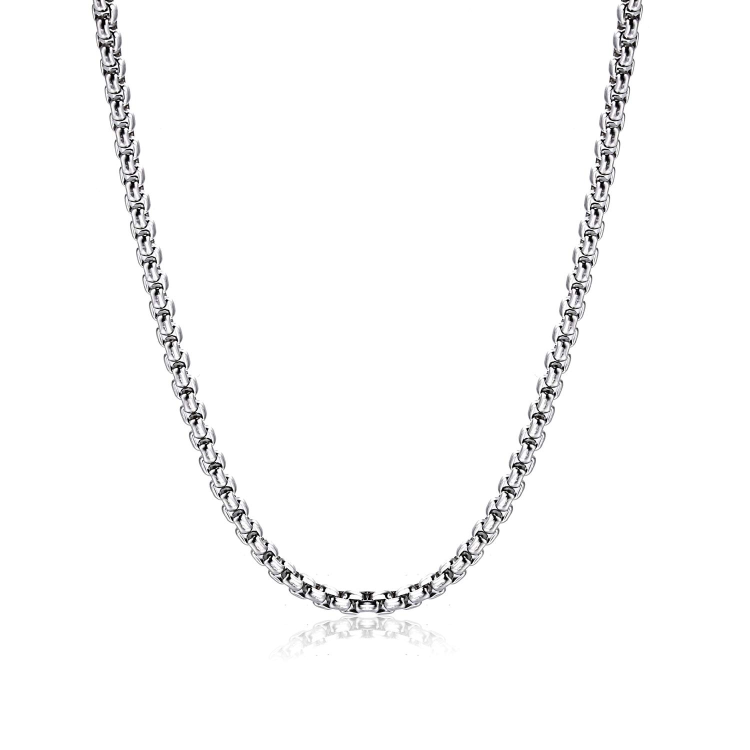 Square Rolo Chain Necklace 2 mm 18 inch Stainless Steel Box Chain Jewelry for…