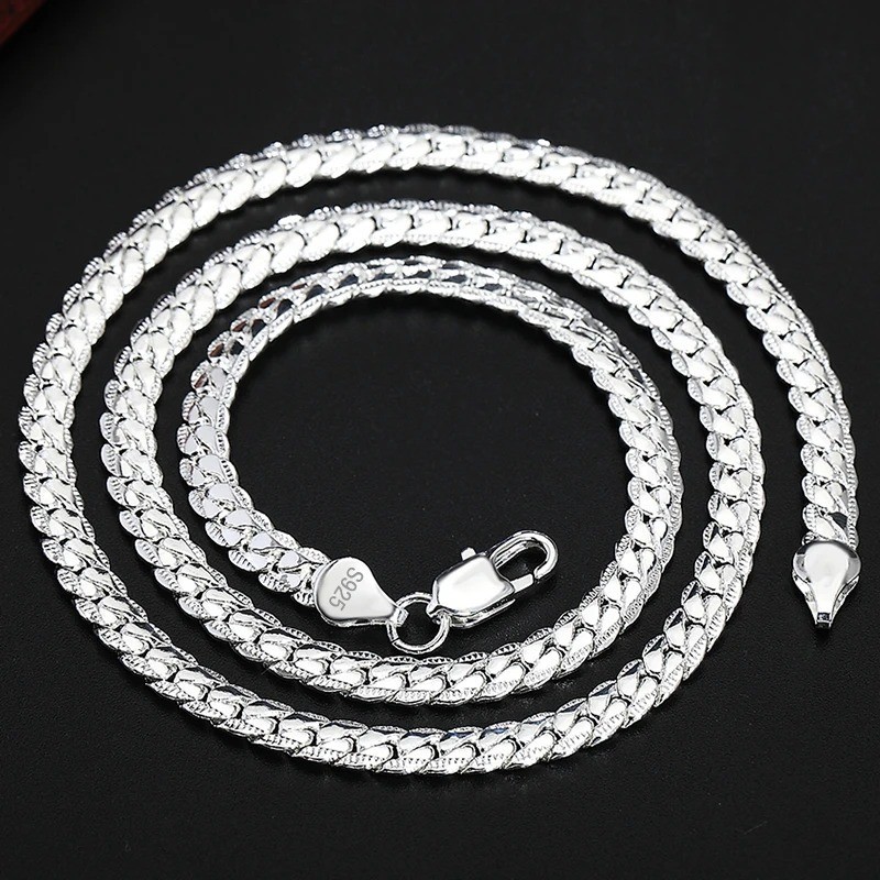 925 Sterling Solid Silver Chain Necklace Jewelry for Women Men Fashion Gift