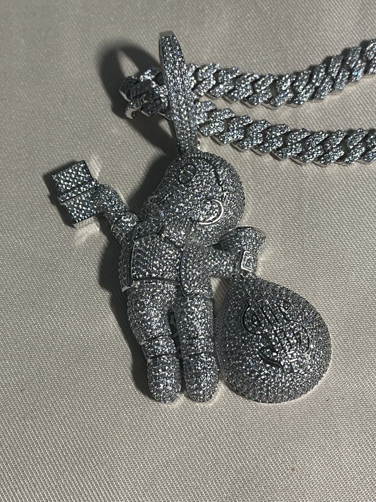 925 silver plated 5ACZ cuban chain iced out with monopoly man pendant